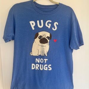 Blue Pug Graphic Tee for Dog Lovers, Size M